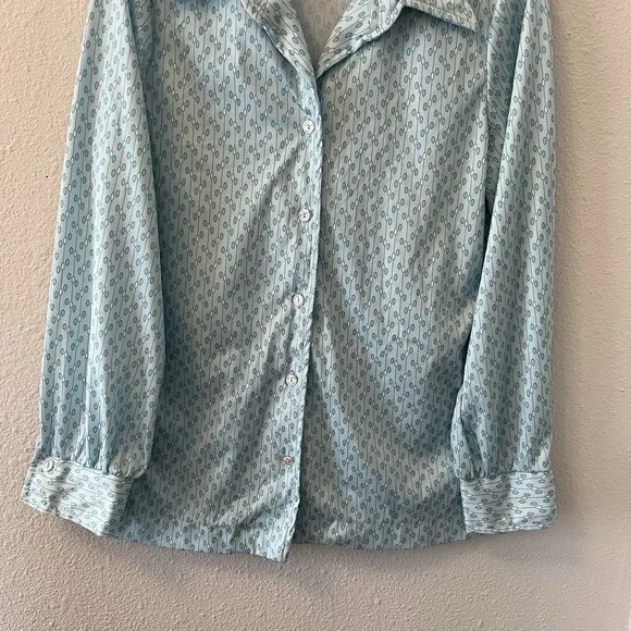 Vintage 70's Button Up Shirt Women's 18 Sodi Miami Blue Disco Dagger Collar - Picture 6 of 14